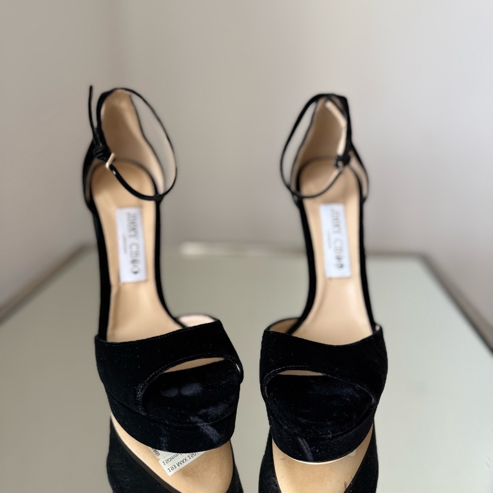 New Jimmy Choo Max 150 Black Velvet 37 $995 - Picture 10 of 12